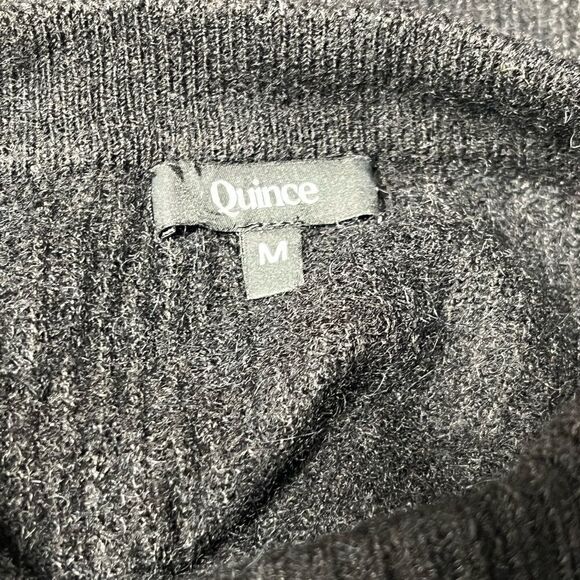 Quince Alpaca Wool Blend Crop Crewneck black sweater Sz S/M - Picture 8 of 9